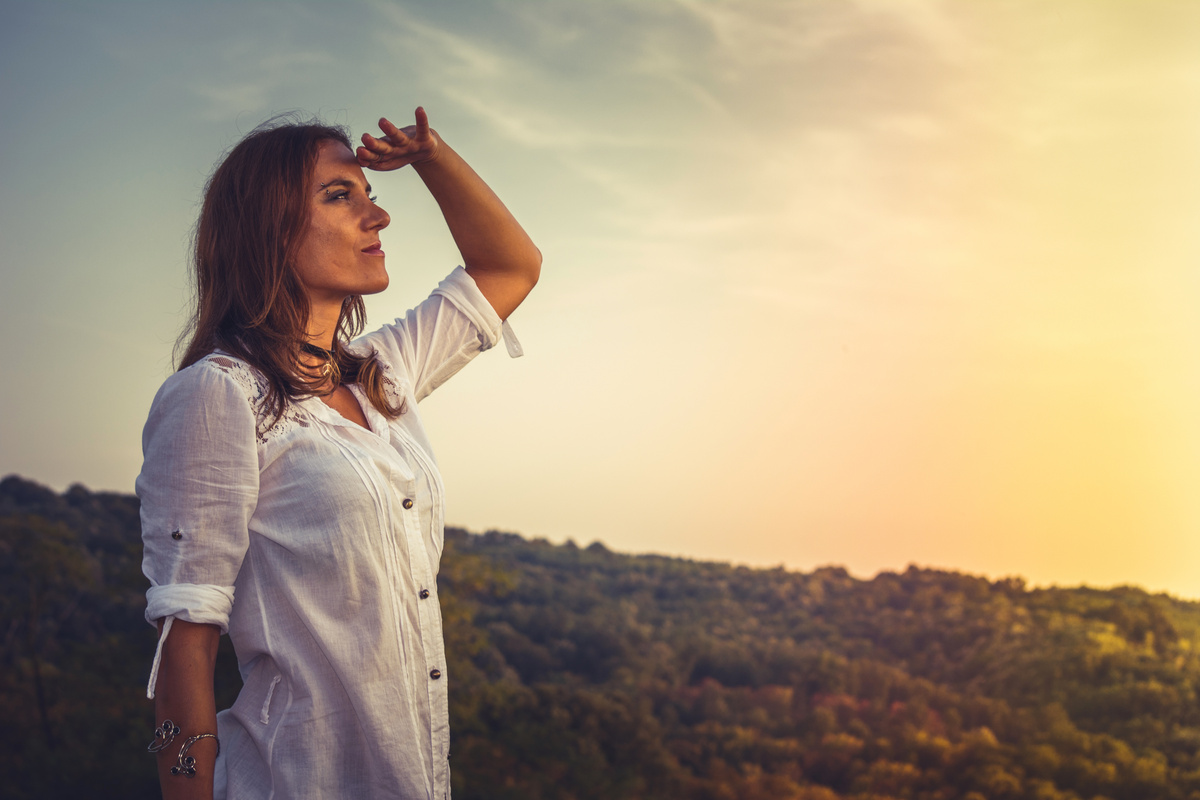 Woman looking forward